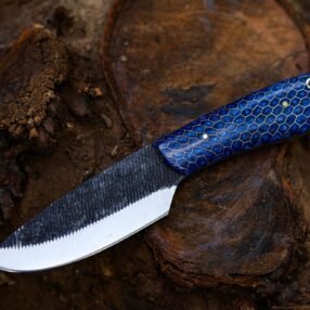 Custom Handmade Carbon Steel Skinner Knife with Honeycomb Resin Handle