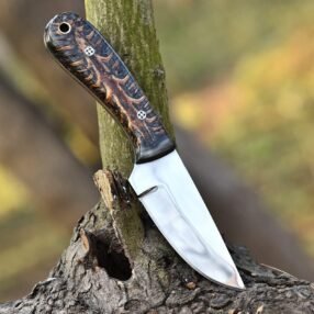 Custom Handmade D2 Steel Skinner Hunting Knife with Pinecone Handle